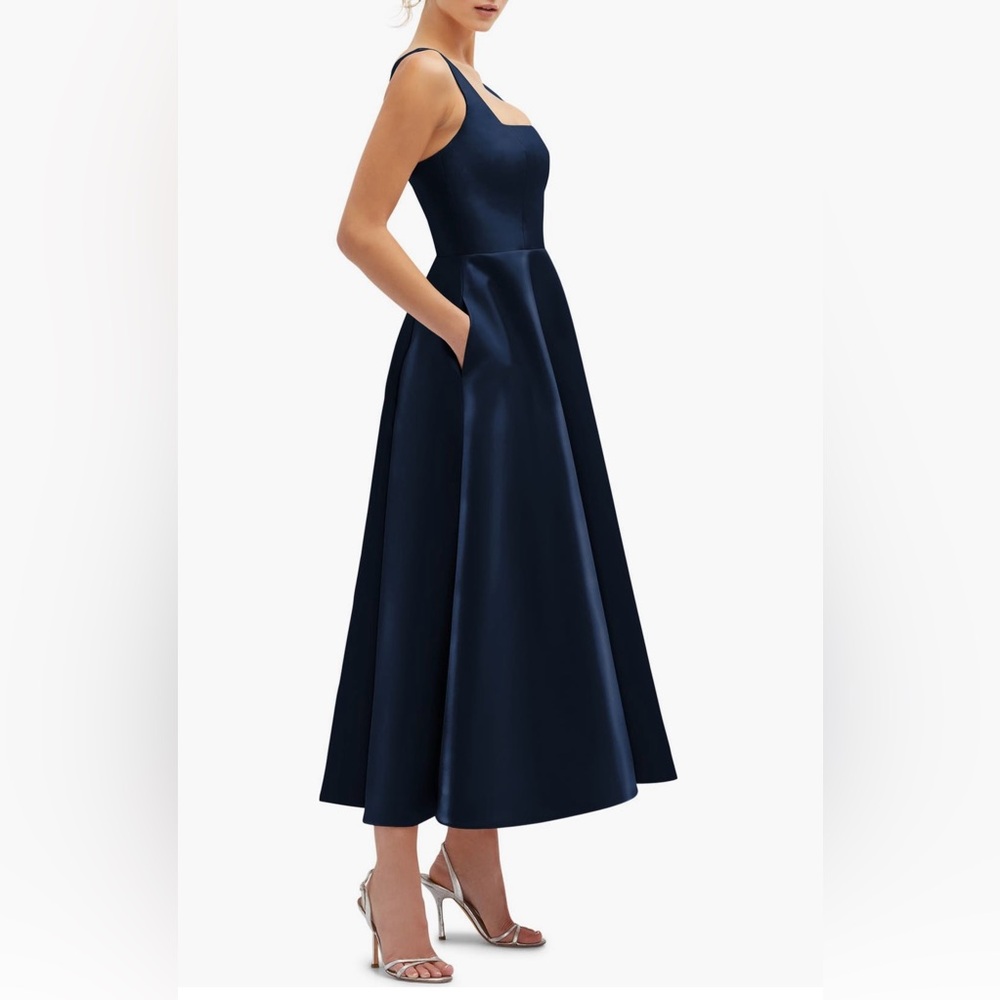Dessy Collection Navy Midi Dress - Picture 2 of 13